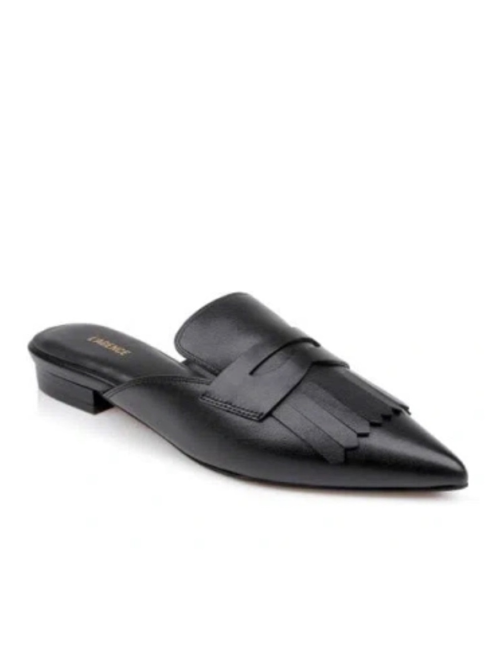 New L'Agence Barbe II Black Leather Loafer Mule Black Sz 9.5
